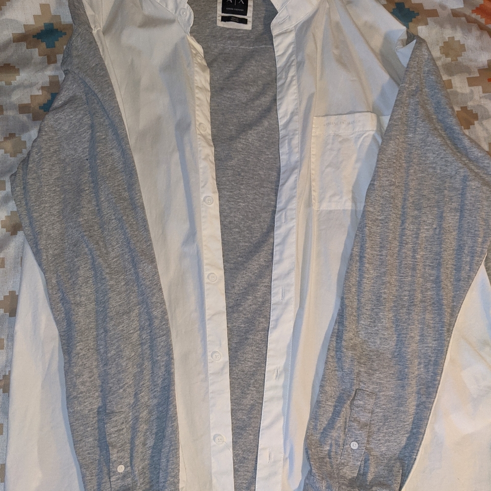 Armani Exchange long sleeve button up two-tone